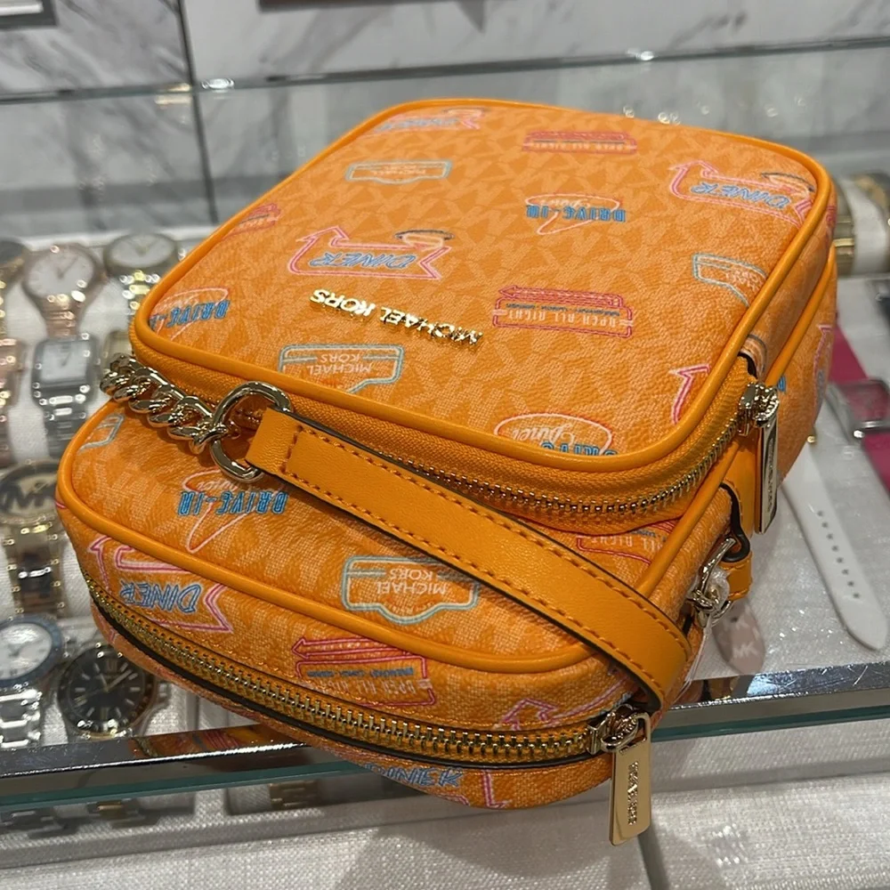 MICHAEL KORS Jet Set Md Printed Signature Logo Crossbody NS CHAIN XBODY Flight - Picture 6 of 16